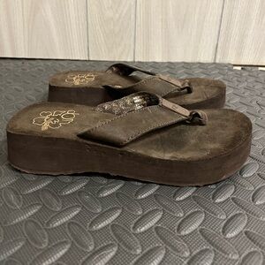 Brown Platform Flip Flops